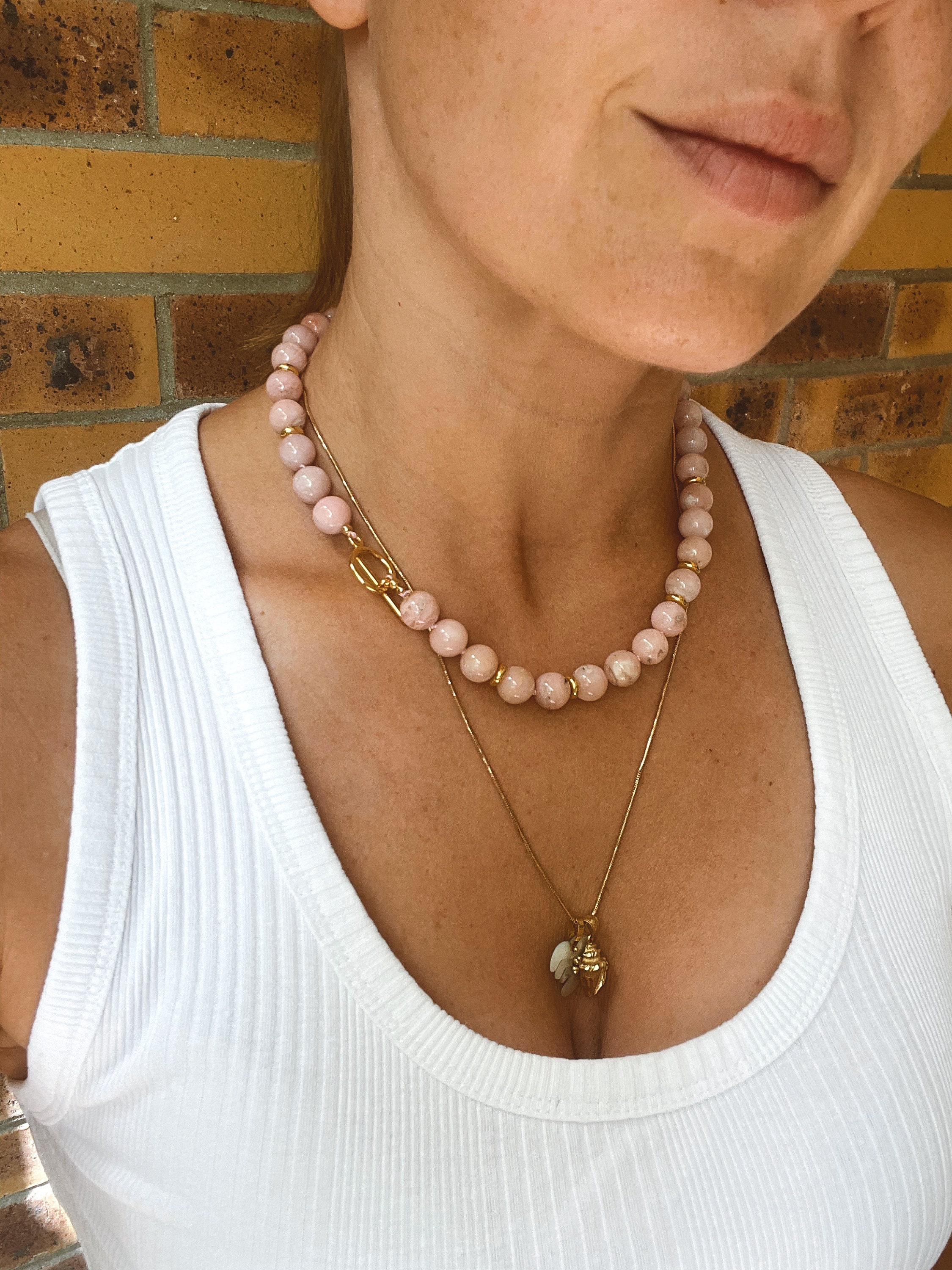 Collier 3 Rangs En Opale Du Pérou - 6mm, ~300 Cts - Fermoir Camée Nacre - Création Maison Made In France - Neuf Avec étiquettes