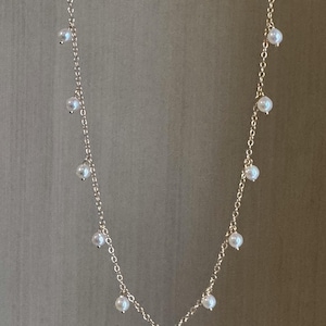 Dainty Pearl Chain Necklace, Minimalist Pearl chain, pear necklace for every day, Christmas gift for her