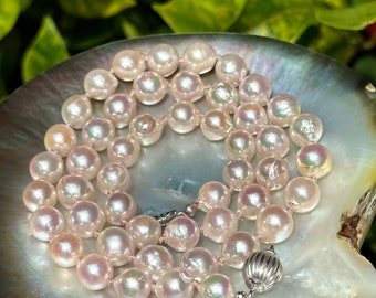 Soft Pink Baroque Akoya Pearl Necklace, seawater pearls, pearl jewelry, gift for her, bridal necklace, bride jewelry