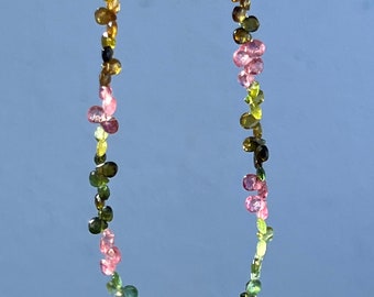 Handmade Rainbow Tourmaline Necklace: Gold Vermeil Gemstone Jewelry