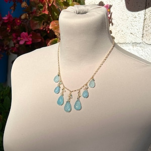 Carved Aquamarine Leaves Necklace: Ethiopian Opal & Raw Diamond Gold Vermeil