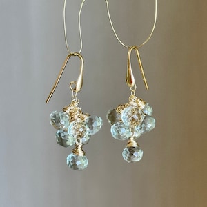 Prasiolite Dangle Earrings, Green amethyst earrings, Gemstone earrings, handmade earrings, Gift for her