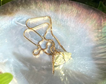 Lemon quartz threader earrings , Minimalist dangle gemstone earrings, Healing jewelry, Lemon quartz jewelry