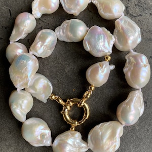 Chunky baroque pearl necklace, AAA quality fresh water pearls, wedding necklace, gold vermeil or solid gold clasp image 8