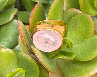 Elegant Morganite Ring with Gold Plated Silver Band - Statement Piece for Any Occasion