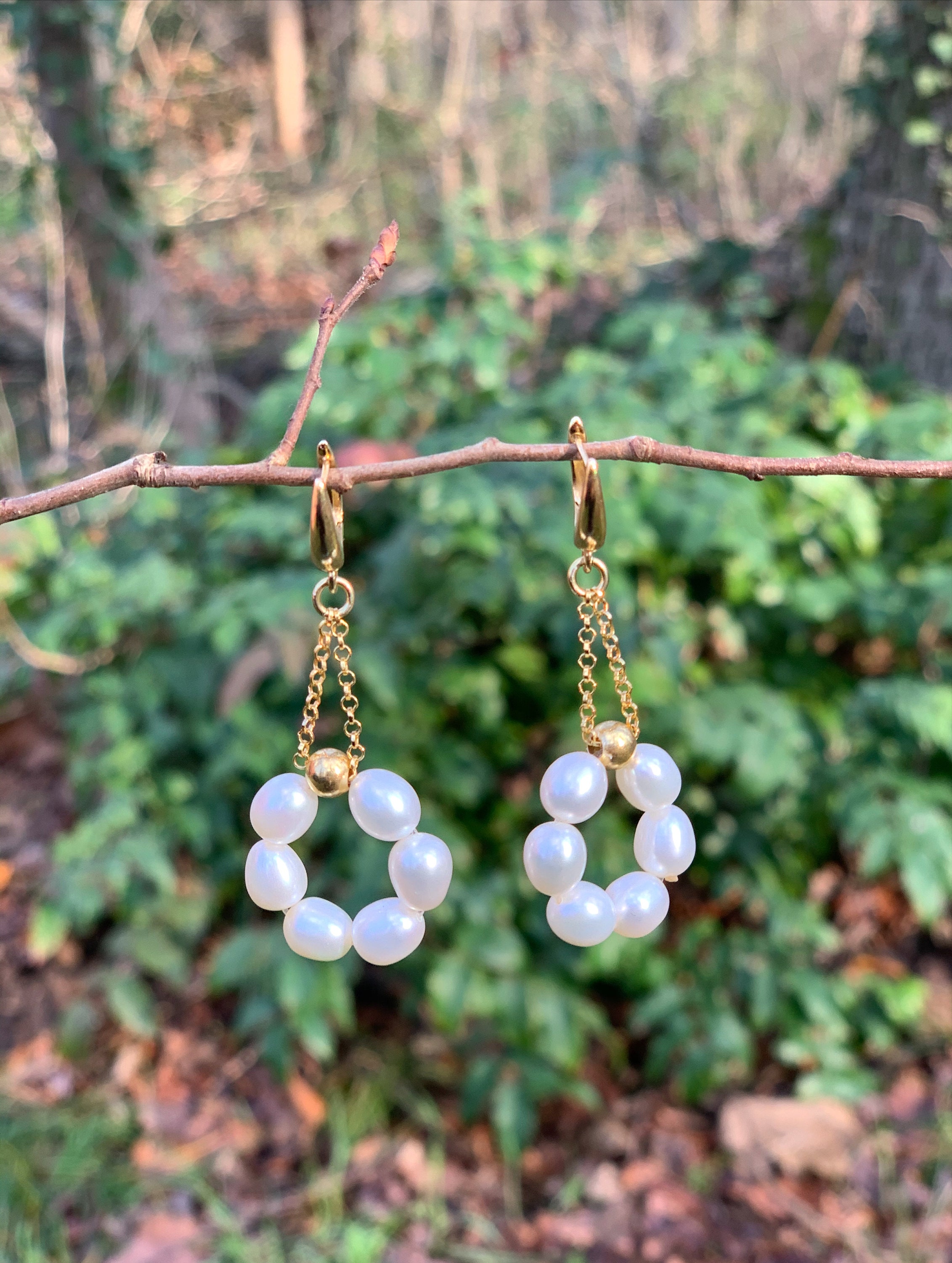 Boucles D'oreilles Créoles Glitz - Argent 925, Perle D'eau Douce, Zirconium