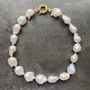 Chunky baroque pearl necklace, AAA quality fresh water pearls, wedding necklace, gold vermeil or solid gold clasp image 6