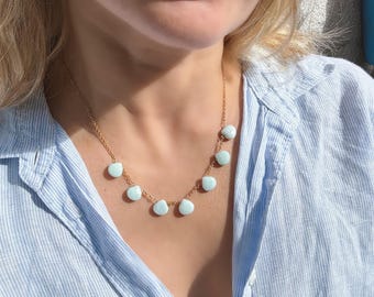 Amazonite Beaded Necklace • Gold Filled Chain, Minimalist Jewelry