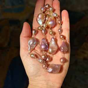 Purple Baroque Pearl Necklace, Chunky pearl necklace, gift for her, Pearl jewelry