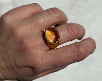 Oval Citrine Ring – Gold Plated Sterling Silver, November Birthstone