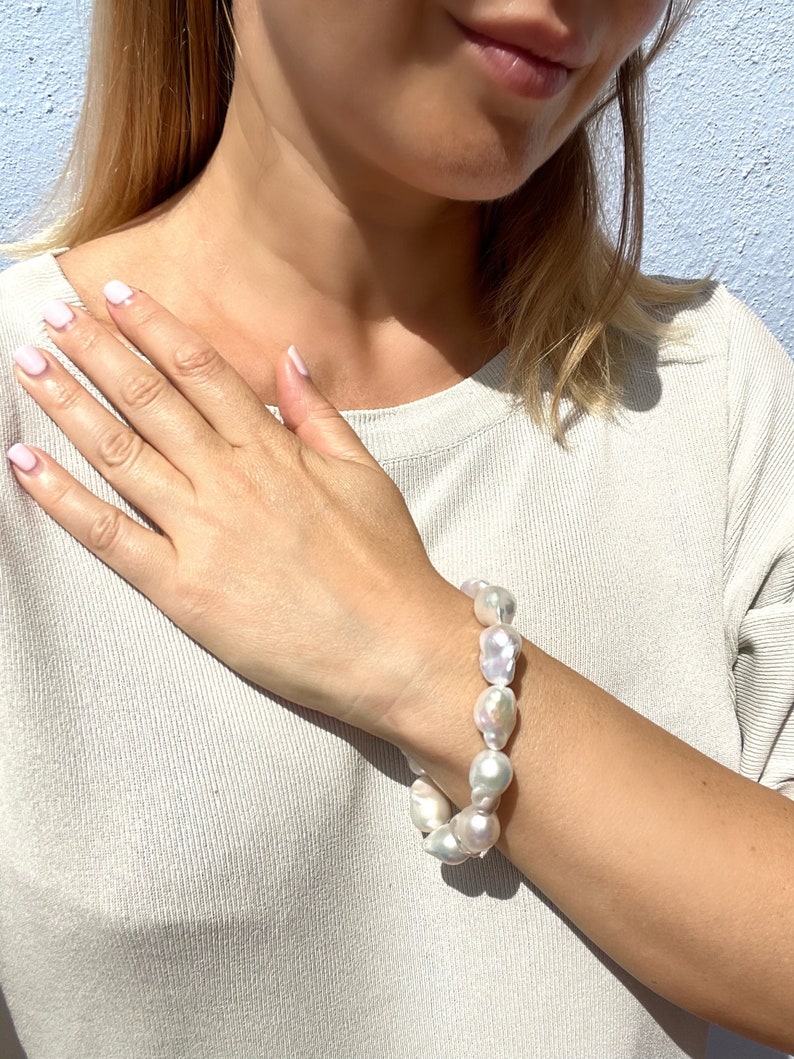 Baroque pearl bracelet, pearl jewelry, handmade jewelry, pearl bracelets, wedding jewelry, bridal bracelet image 8