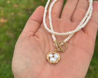 Vogelnest Perlenanhänger, 14k Gold Filled, handgefertigt