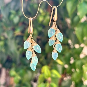 Blue Onyx Drop Earrings, Unique handmade earrings, Jewelry gift for her