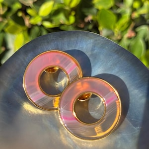 Pink Achat Kreis Ohrringe, Geometrische Ohrringe, Ohrringe für Frauen, Geschenk für sie