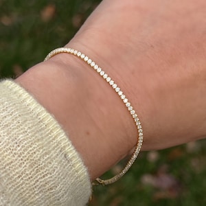 Tennis bracelet, dainty tennis bracelet, gold plated silver, gift for her, bridesmaids gift