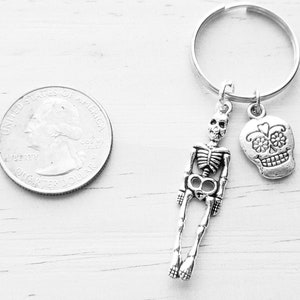 Skull and Day of the Dead Keychain - Skeleton Gift Idea - Skeleton Gift - Skull Key Chain Accessory - Skeleton Keychain