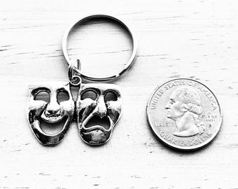 Drama Masks Keychain - Theater Keychain - Actor Keychain - Actor Gift - Theater Gift - Drama Keychain
