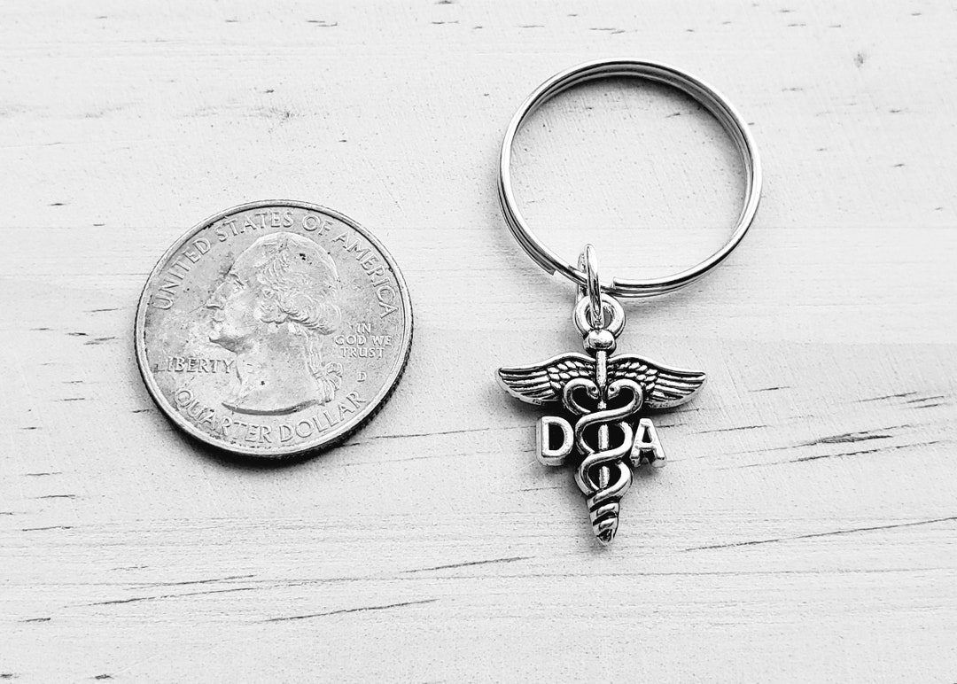 DA Keychain - DA Key Chain - DA Gift - Dental Assistant Caduceus ...
