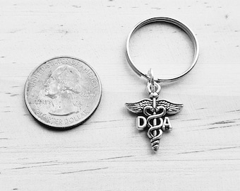 DA keychain - DA key chain - DA gift - Dental Assistant Caduceus Student Graduation Class Gift Ceremony Key Chain