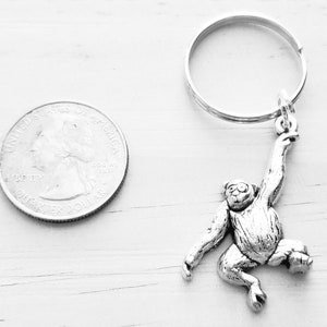 NEW KIPLING Silver Metal Chrome Monkey Keychain Keyring Key Clip Bag Charm