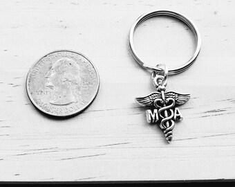 MA keychain - MA key chain - MA gift - Medical Assistant Caduceus Student Graduation Class Gift Ceremony Key Chain