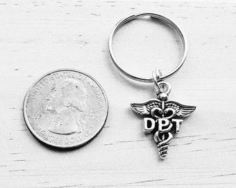 DPT keychain - DPT key chain - DPT gift - Doctor of Physicial Therapy Medical Caduceus Student Graduation Class Gift Ceremony Key Chain
