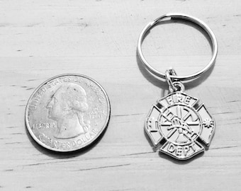 Firefighter Keychain - Fireman Keychain - Maltese Symbol Key Chain - EMT keychain