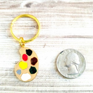 Gold toned Art Palette Keychain - Painter Gift - Gift for Art Teacher - Artist Keychain - Artist Gifts - Gold keychain for art student