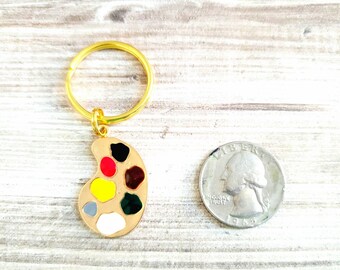 Gold toned Art Palette Keychain - Painter Gift - Gift for Art Teacher - Artist Keychain - Artist Gifts - Gold keychain for art student