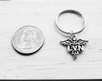 LVN keychain - LVN key chain - LVN gifts - Licensed Vocational Nurse Caduceus Student Graduation Class Gift Ceremony Key Chain