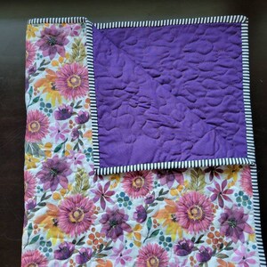 Wholecloth quilt, Baby Shower Gift, New Baby, Blanket, Blue Quilt, Floral, Purple, Baby blanket, quilt, yellow, fall, nursery