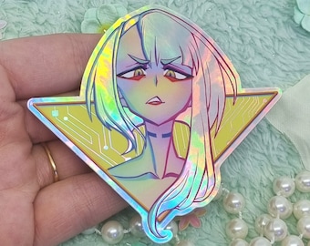 3.5'' Cyberpunk waifu holographic stickers