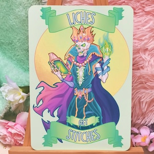 Dnd 'Liches get Stitches' Lich print, A5/A4/A3 sizes, dungeons and dragons image 1