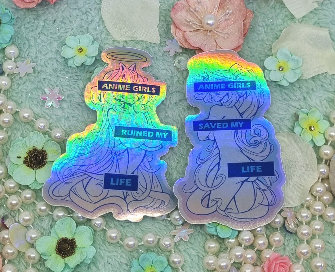 10x7cm Vtuber Honeko Vinyl Anime Girl Waifu Holographic Stickers Etsy