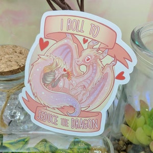 Dnd 'I roll to seduce the dragon' charisma dragon sticker, dungeons and dragons image 2