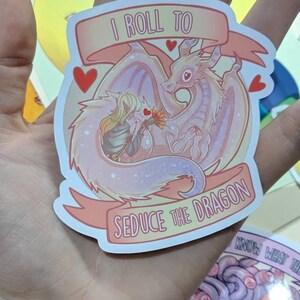 Dnd 'I roll to seduce the dragon' charisma dragon sticker, dungeons and dragons image 4