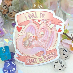 Dnd 'I roll to seduce the dragon' charisma dragon sticker, dungeons and dragons image 1