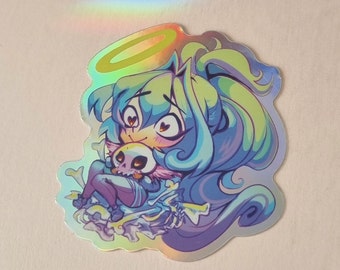 VTuber Honeko the Bone Collector Holo Vinyl Sticker (OC)