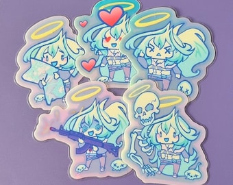 2.5'' Chibi Honeko Vtuber glow in the Dark [Holographic Vinyl Sticker- OC]