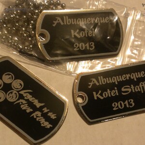 Custom Steel Dog Tag, 1 or 2 sides engraved, 32&quot; chain Available