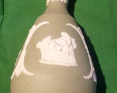 WEDGWOOD Made in England Jasperware White on Green Five Inch (5 quot ) Bud Vase