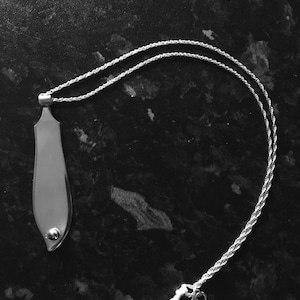 Antique Solid Sterling silver &quot;knife pendant &quot; created from &quot;Up cycling&quot; antique Silverware dated 1909 on 925 silver rope chain