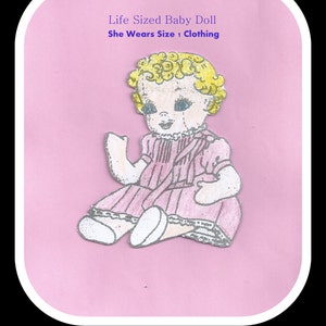 Baby Doll Pattern Life Sized - Wears Size 1 Clothing - Instructions For The Hair - Jointed Body - On Instant Download