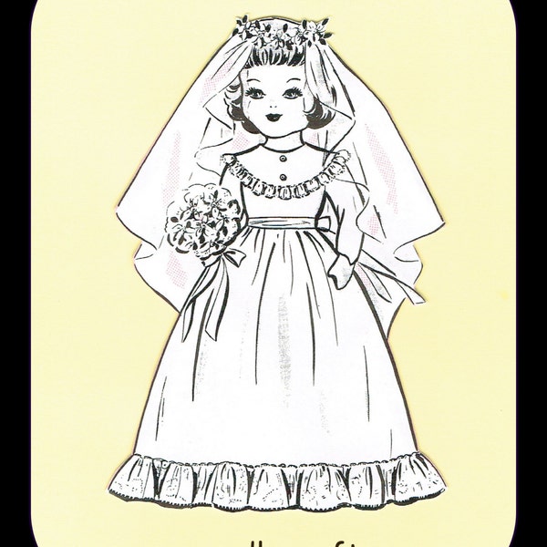 Bride Doll Pattern 15 Inches Tall - Pattern Include Doll - Gown - Petticoat And Veil - On Instant Download