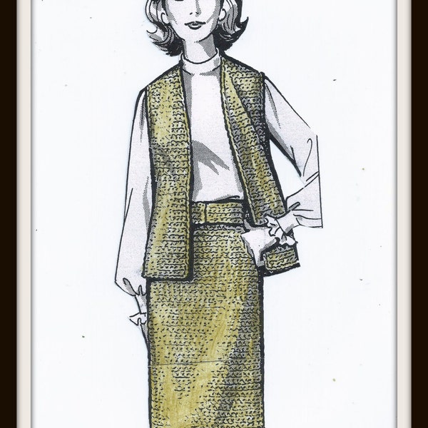 Chanel Style Sleeveless Jacket Suit To Crochet - With Straight Skirt And Belt - Sizes 10 - 16 ) On PDF