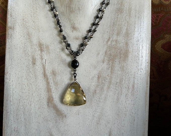 Lemon Topaz drop necklace