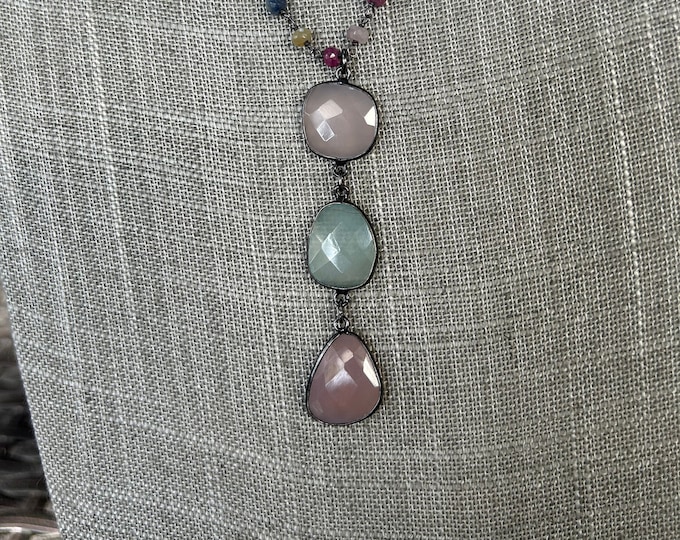 SOLD-Sapphire and Chalcedony Necklace