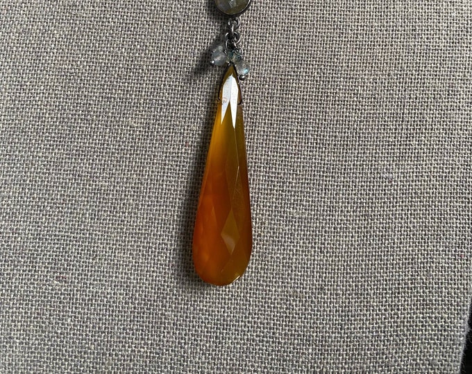 Carnelian Caramel Teardrop Pendant Necklace