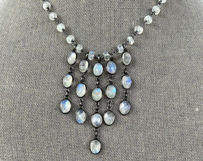 Rainbow Moonstone Multiple Drop Necklace