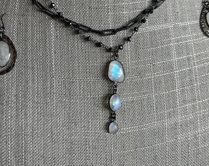 Triple Rainbow Moonstone Drop